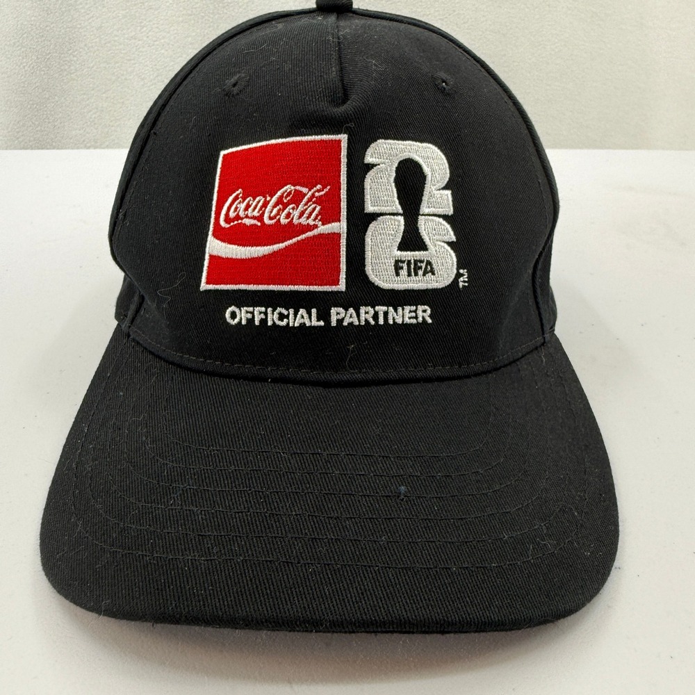 Coca-Cola Hat Baseball Cap Mens OSFM Black FIFA Official Partner Cotton Coke Dad
